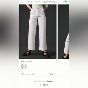 Anthropolgie Denim Colette Wide Leg Cropped Jean Size 33P